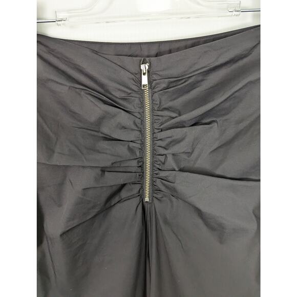 Trouve Black Midi Skirt Ruched Front Faux Zipper Slight Hi Low Size XL - Picture 4 of 8